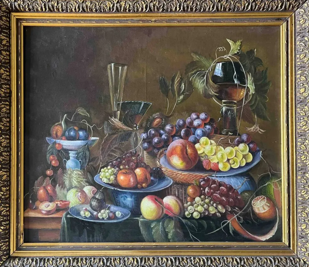 Tableau HST "Nature morte aux fruits" (éc. XX°) encadré
