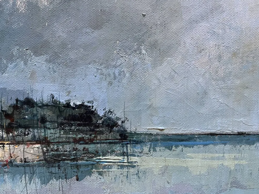 Tableau HST "Port en Bretagne" Marine signé éc. XX° siècle + cadre