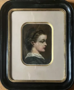 Tableau HST/P "Portrait de famille, Jeune femme" XIX° + cadre