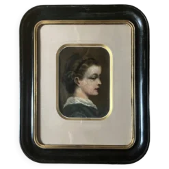 Tableau HST/P "Portrait de famille, Jeune femme" XIX° + cadre