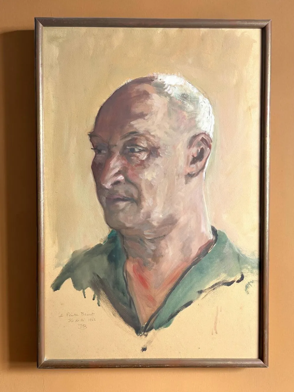 Tableau huile HSP portrait de Besset signé daté XXème