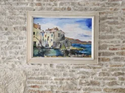 Tableau Huile sur Isorel Marine Port Les martigues signé (à identifier)
