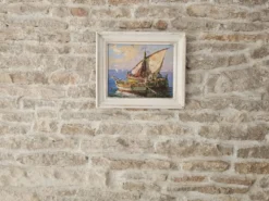 Tableau Huile sur Isorel Marine Voiliers pêcheurs signé Fortuné Car (1905 -