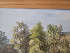 Tableau Huile sur Isorel - Paysage de campagne vallonné Signé H Pages 1969