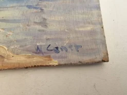 Tableau huile sur panneau voiliers près du rivage signé marcel canet