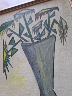 Tableau, huile sur toile dans le goût de Bernard Buffet, années 70