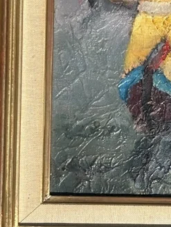 Tableau huile sur toile de Louis Toffoli Titré les flotteurs au dos