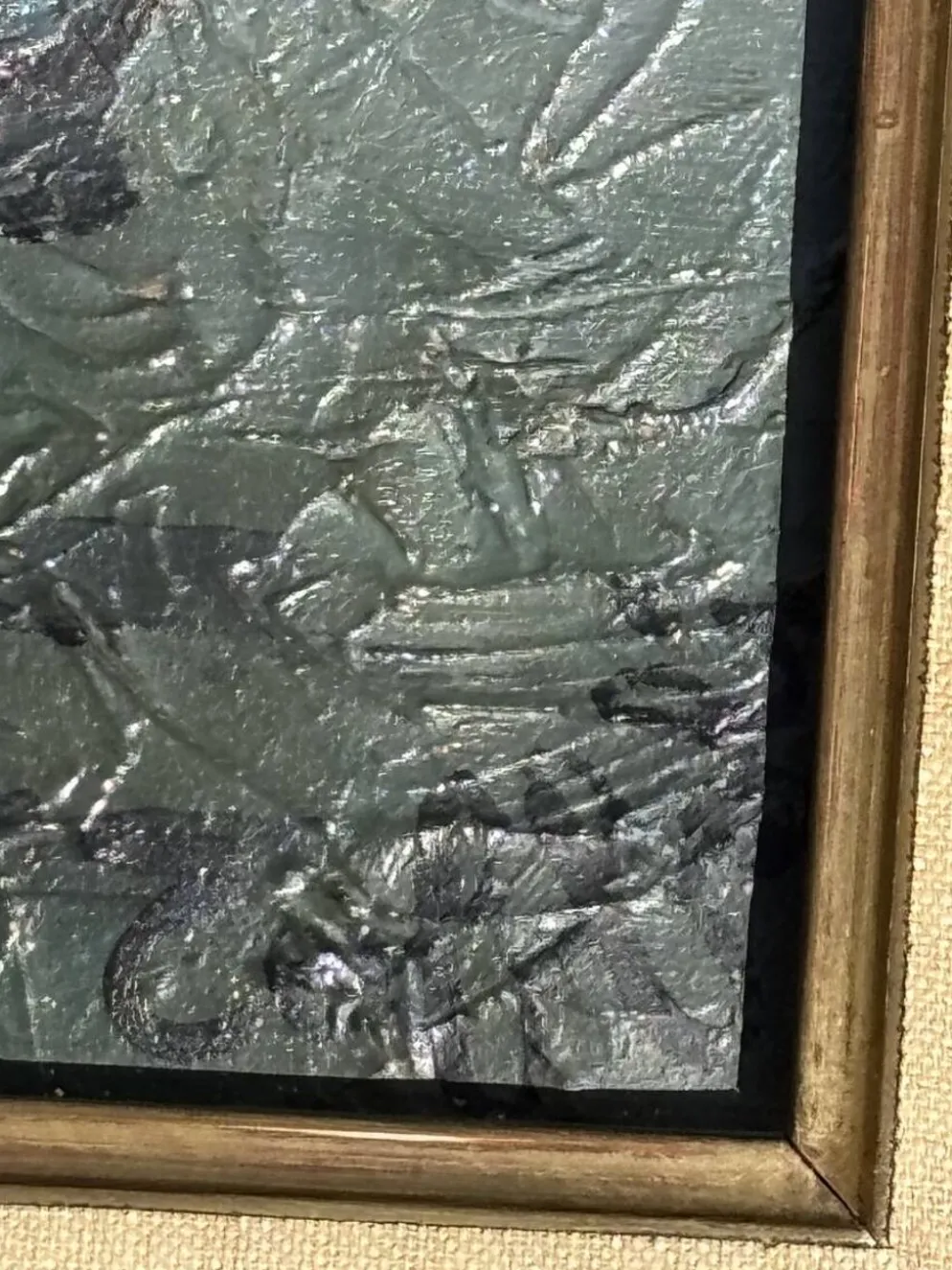 Tableau huile sur toile de Louis Toffoli Titré les flotteurs au dos