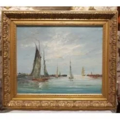 Tableau huile sur toile marine signée Edward Barton (1936-2012)