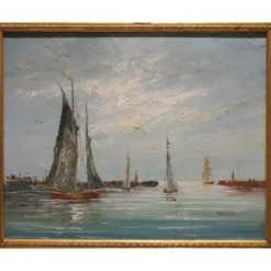 Tableau huile sur toile marine signée Edward Barton (1936-2012)