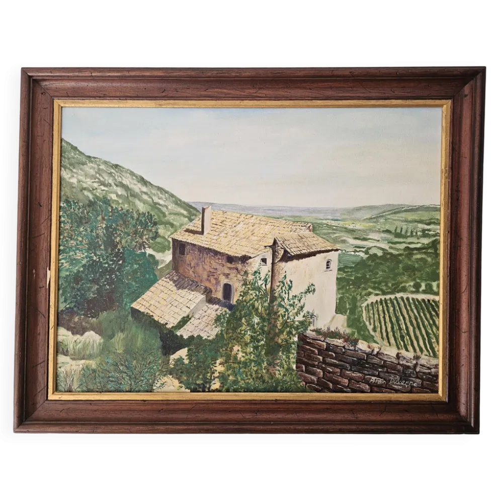 Tableau Huile sur Toile Paysage Lubéron Oppède le Vieux signé Alain Duverne