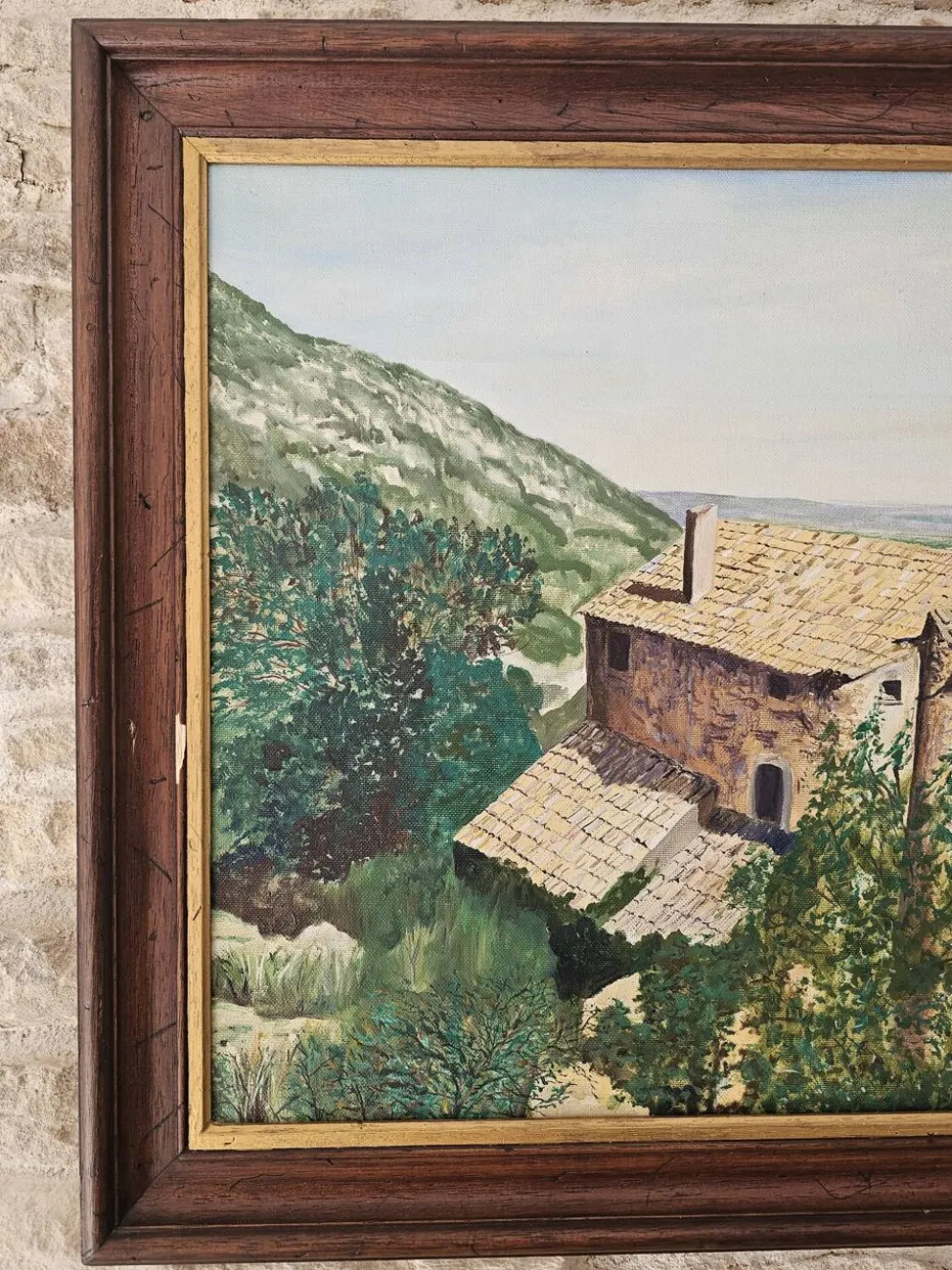 Tableau Huile sur Toile Paysage Lubéron Oppède le Vieux signé Alain Duverne
