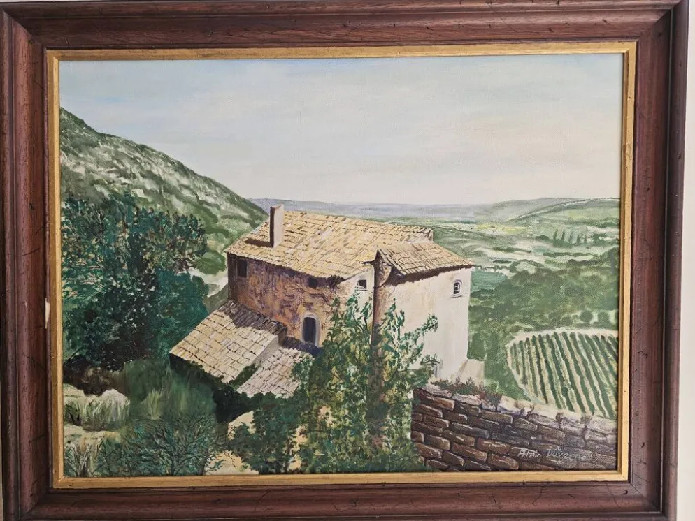 Tableau Huile sur Toile Paysage Lubéron Oppède le Vieux signé Alain Duverne