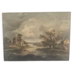 Tableau Huile sur Toile Paysage de campagne école XIX - Signé C. Rougeot 18
