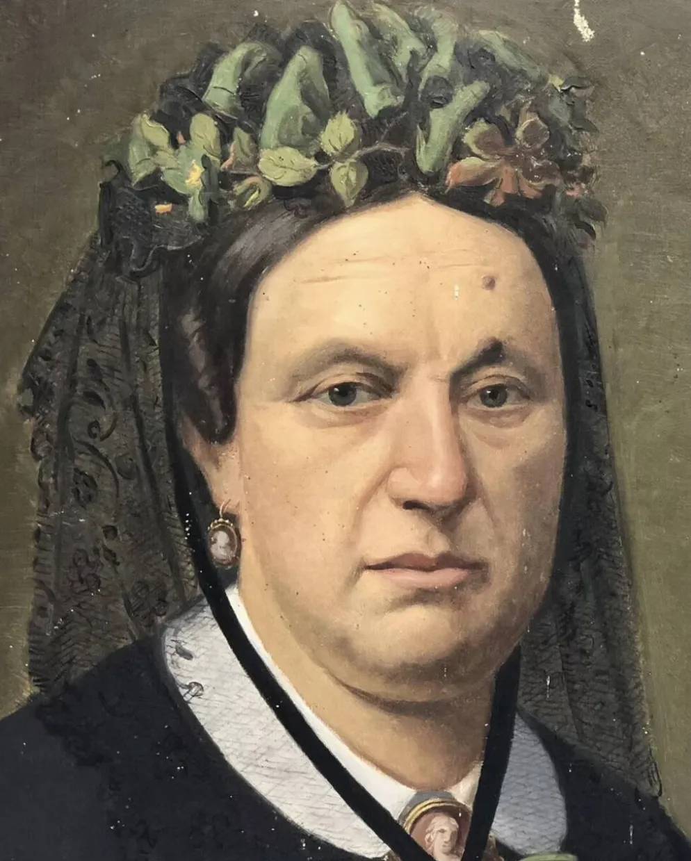 Tableau huile sur toile XIX portrait Chevalier d’Eon