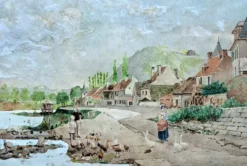 Tableau impressionniste - Aquarelle et gouache - École française vers 1900
