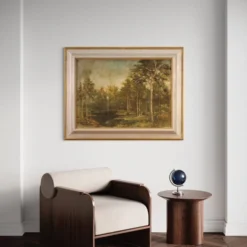 Tableau italien signé et daté 1939 paysage boisé
