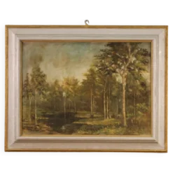 Tableau italien signé et daté 1939 paysage boisé
