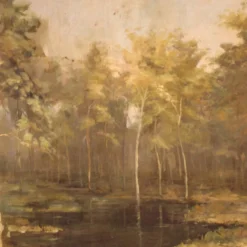 Tableau italien signé et daté 1939 paysage boisé