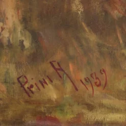 Tableau italien signé et daté 1939 paysage boisé