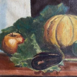 Tableau 1900 "La table aux fruits" signé Fastet