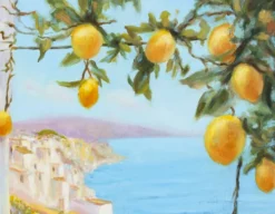 Tableau à l'huile d'une vue sur la mer.