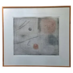 Tableau monotype surréaliste et minimaliste signé Pierre Wassef - 1990