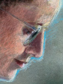 Tableau Pastel "femme au ruban à la lecture" vers 1950