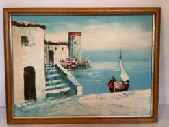 Tableau paysage de bord de mer huile sur panneau