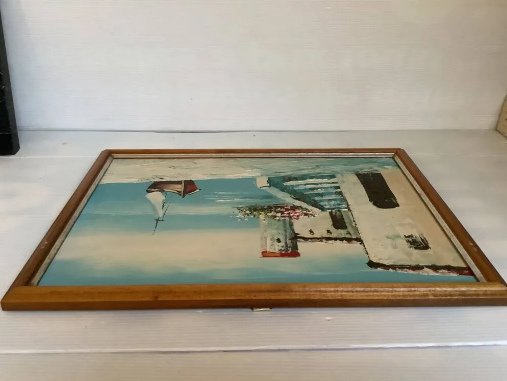 Tableau paysage de bord de mer huile sur panneau