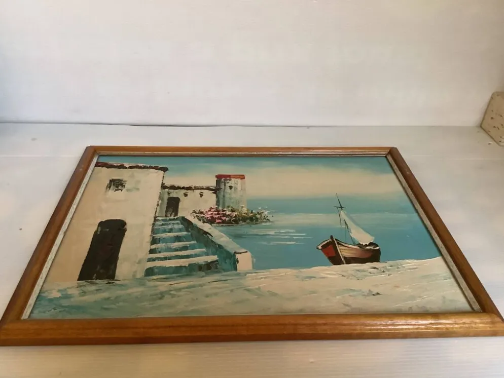 Tableau paysage de bord de mer huile sur panneau