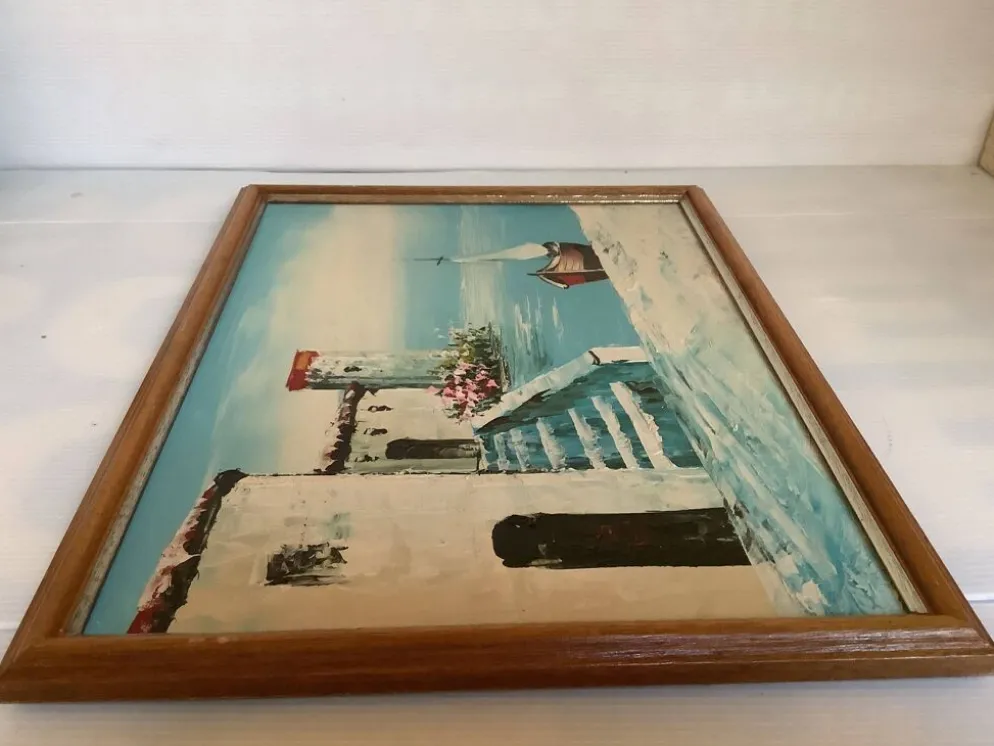 Tableau paysage de bord de mer huile sur panneau