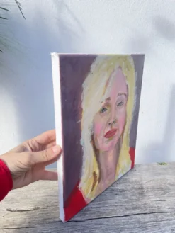 Tableau peinture d’une femme blonde / huile sur toile