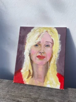 Tableau peinture d’une femme blonde / huile sur toile