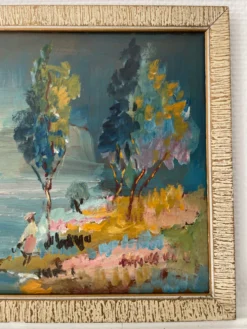Tableau peinture huile impressionniste paysage marin voilier