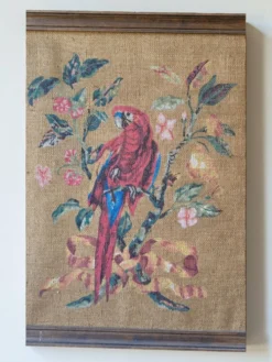 Tableau / Peinture sur toile de jute / Perroquet