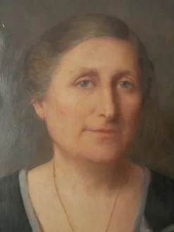 Tableau portrait huile sur toile décoration campagne chic femme peinte visage esprit brocante bohème