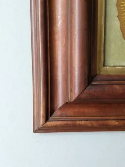 Tableau religieux la vierge peinture sur métal cadre bois artisanal