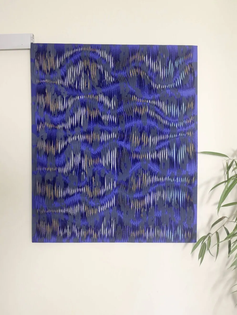 Tableau texturé contemporain Bleu imprimé Ref cobalt