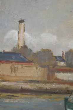 Tableau « Thoniers à Quai », huile sur panneau, signé G. Boulard – Milieu XXe