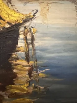 Tableau très ancien d'un port de Méditerranée