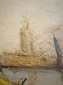Tableau très ancien d'un port de Méditerranée