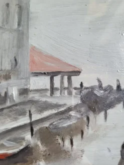 Tableau Venise – Huile sur carton ancienne signée G. Brighenti – Cadre