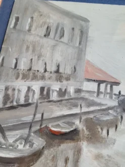 Tableau Venise – Huile sur carton ancienne signée G. Brighenti – Cadre