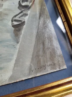Tableau Venise – Huile sur carton ancienne signée G. Brighenti – Cadre