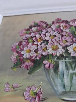 Tableau vintage bouquet de fleurs signé Girardot