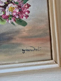 Tableau vintage bouquet de fleurs signé Girardot