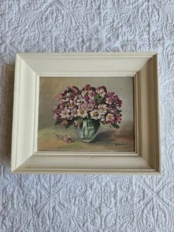 Tableau vintage bouquet de fleurs signé Girardot