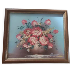 Tableau vintage fleurs dans un vase