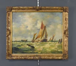 Tableau « Voiliers en mer agitée » signé Albert Hess – Milieu XXe